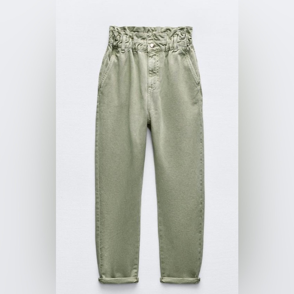 Zara-HIGH-WAISTED PAPERBAG BAGGY JEANS